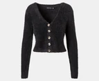 All About Eve Women's Feathery Cropped Cardi - Black