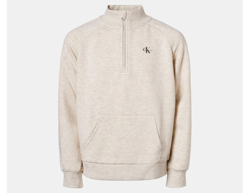 Calvin Klein Jeans Youth Boys' Monogram Logo 1/4 Zip Popover Sweatshirt - Putty Beige