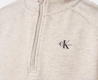 Calvin Klein Jeans Youth Boys' Monogram Logo 1/4 Zip Popover Sweatshirt - Putty Beige