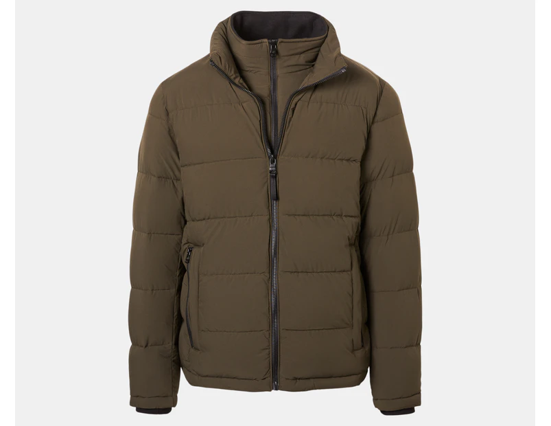 Calvin Klein Men's Core Puffer w/ Bib Jacket - Olive