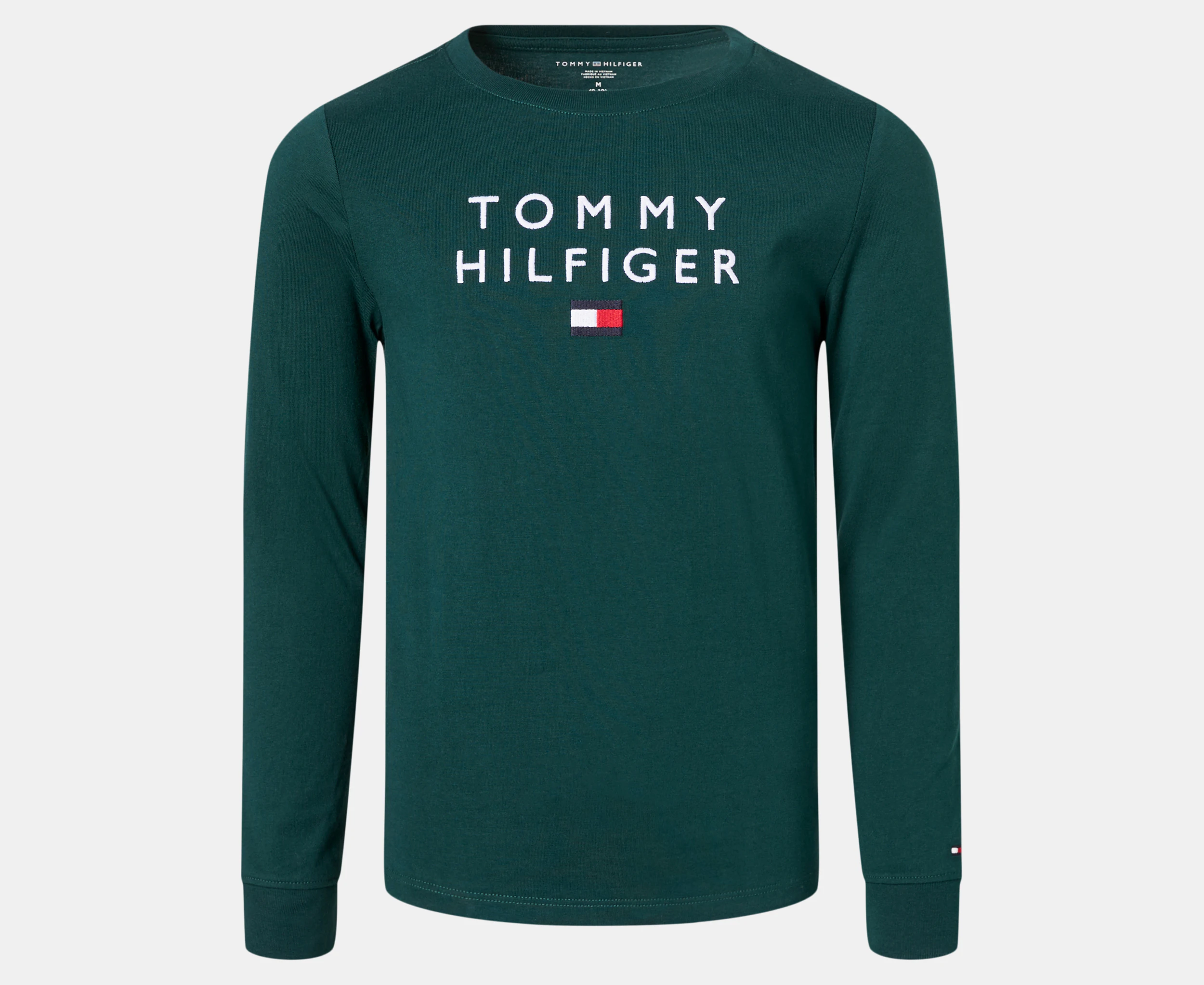 Tommy Hilfiger Boys' Stacked Logo Long Sleeve Tee / T-Shirt / Tshirt - Cypress