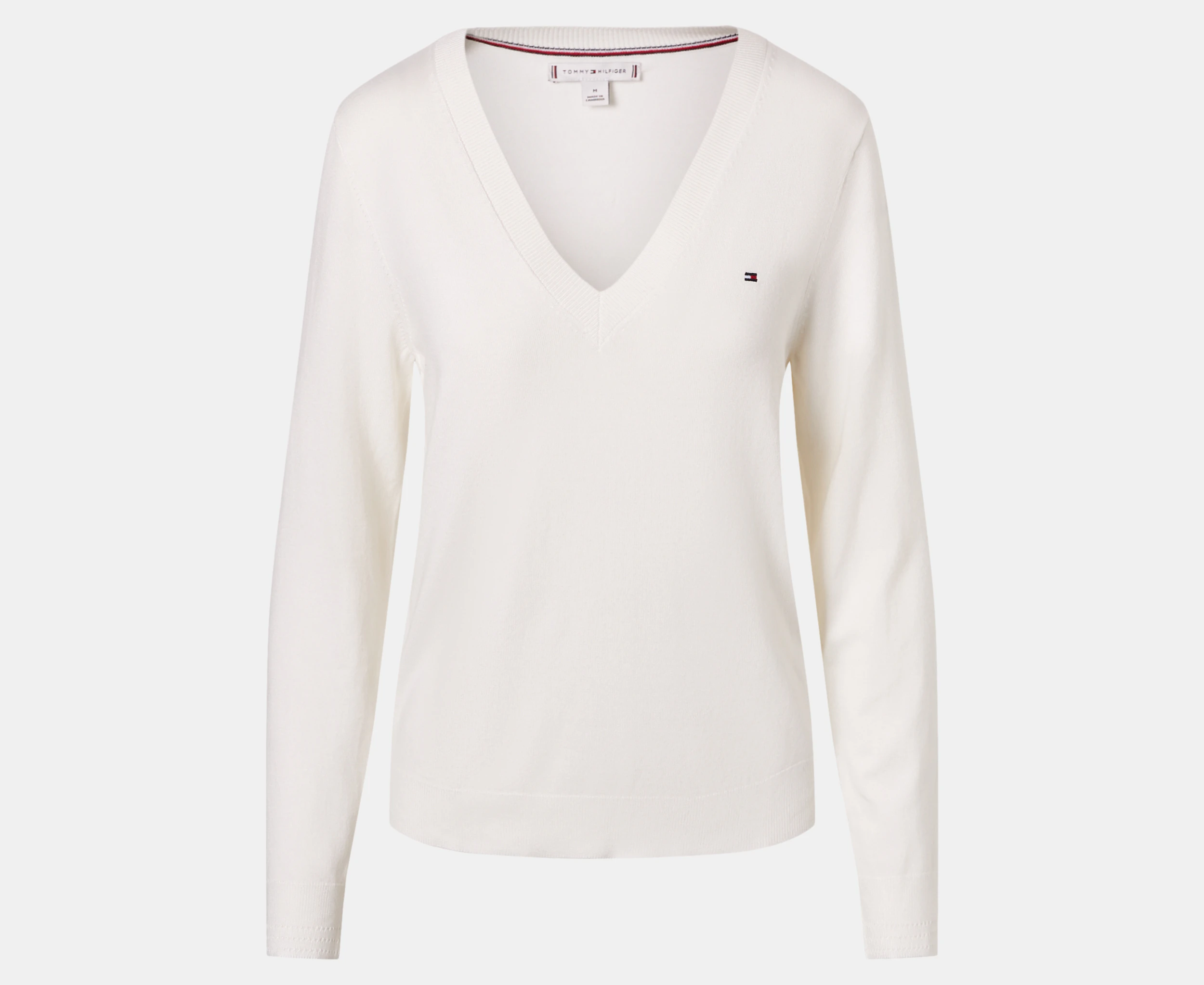 Tommy Hilfiger Women's V-Neck Solid Knit Sweater - Milky Way