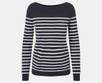 Tommy Hilfiger Women's Stripe Boatneck Sweater - Desert Sky/Multi