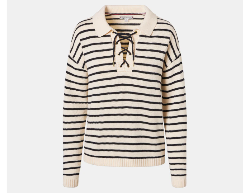 Tommy Hilfiger Women's Lace-Up Polo Sweater - Calico/Multi