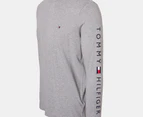 Tommy Hilfiger Men's Logo Long Sleeve Tee / T-Shirt / Tshirt - Light Grey Heather