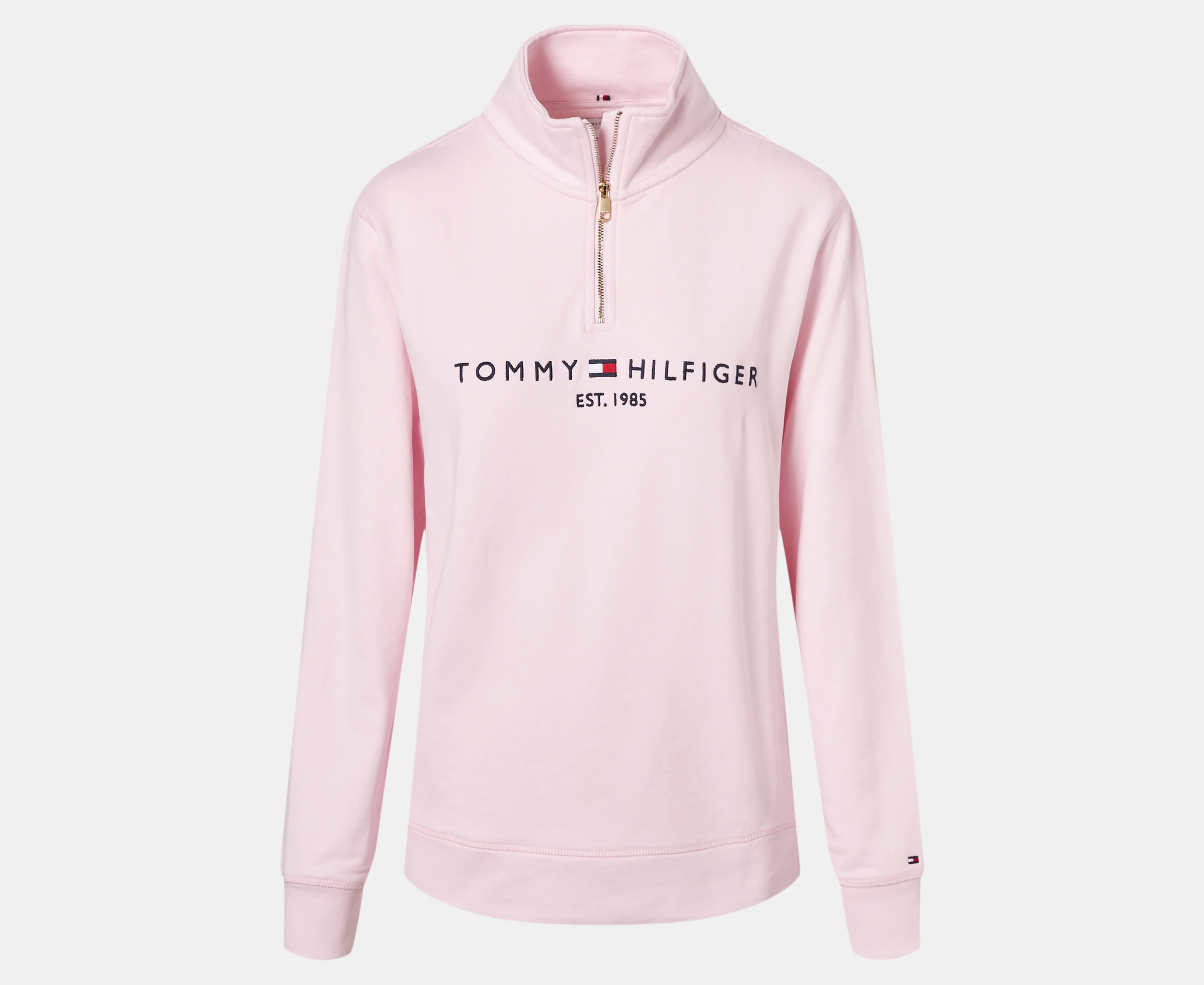 Tommy Hilfiger Women's Embroidered Logo Half-Zip Sweatshirt - Light Pink