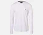 Tommy Hilfiger Men's Logo Long Sleeve Tee / T-Shirt / Tshirt - White