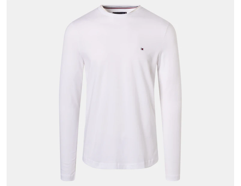 Tommy Hilfiger Men's Logo Long Sleeve Tee / T-Shirt / Tshirt - White