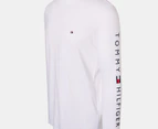 Tommy Hilfiger Men's Logo Long Sleeve Tee / T-Shirt / Tshirt - White