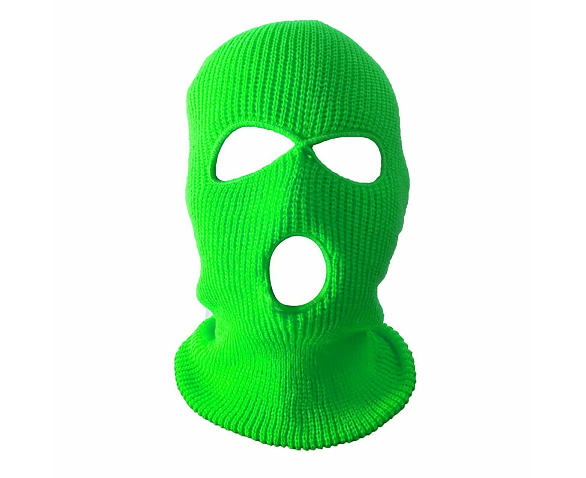 3 Hole Full Face Ski Mask Winter Cap Balaclava Hood Beanie Warm Tactical Hat - Fluorescent Green