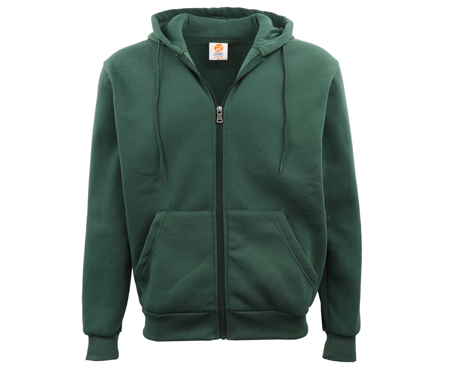 Adult Unisex Zip Up Plain Basic Fleece Lined Hoodie Hooded Jacket - Dark Green