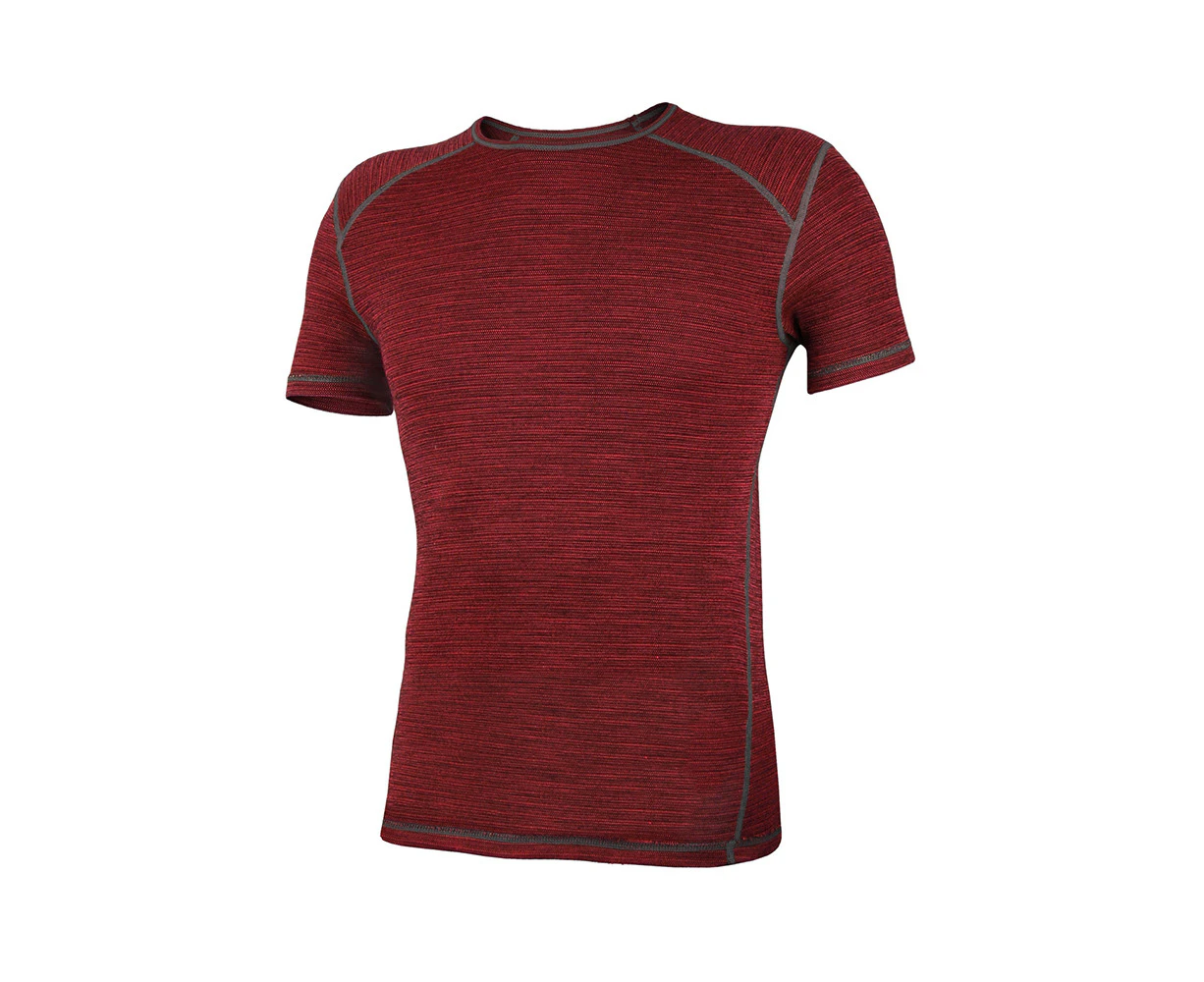 Wilderness Men Short Sleeve Tee Top Thermal Winter Activewear Shirt Red