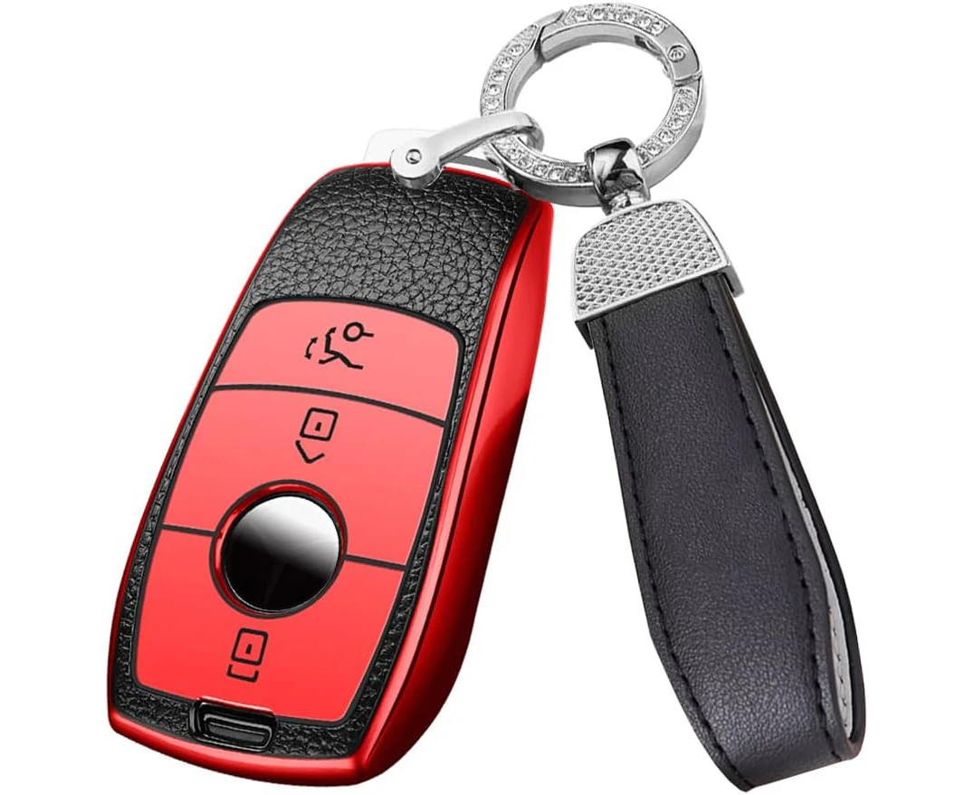 ontto Car Key Fob Cover Keyring fit for Mercedes Benz A B C E S G GLB GLC GLE Class GLS W177 W205 W213 W222 G63 E200 E300 AMG Key Case Smart Key Shell Hold