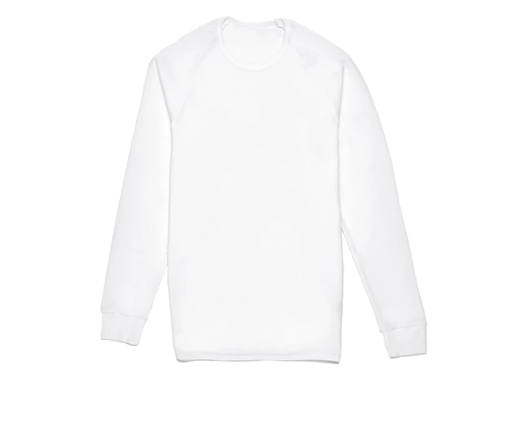 Thermo Fleece Mens Thermal Long Sleeve Top Baselayer Cotton Blend Shirt - White