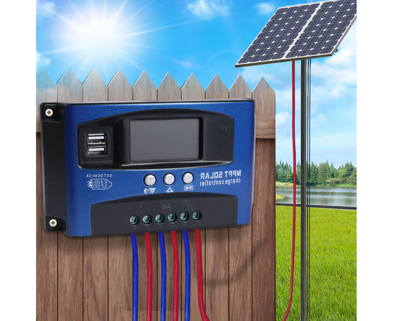 50A Solar Charge Controller 12V 24V Regulator Auto Dual USB Mppt Battery