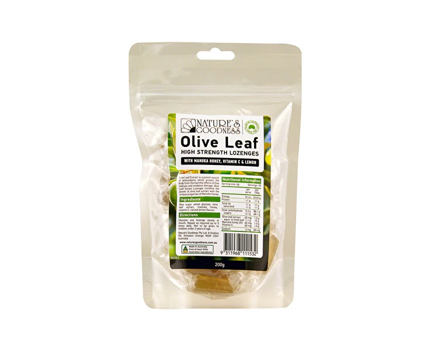 Nature's Goodness Olive Leaf High Strength Lozenges (with Vitamin C, Manuka Honey & Lemon) 200g