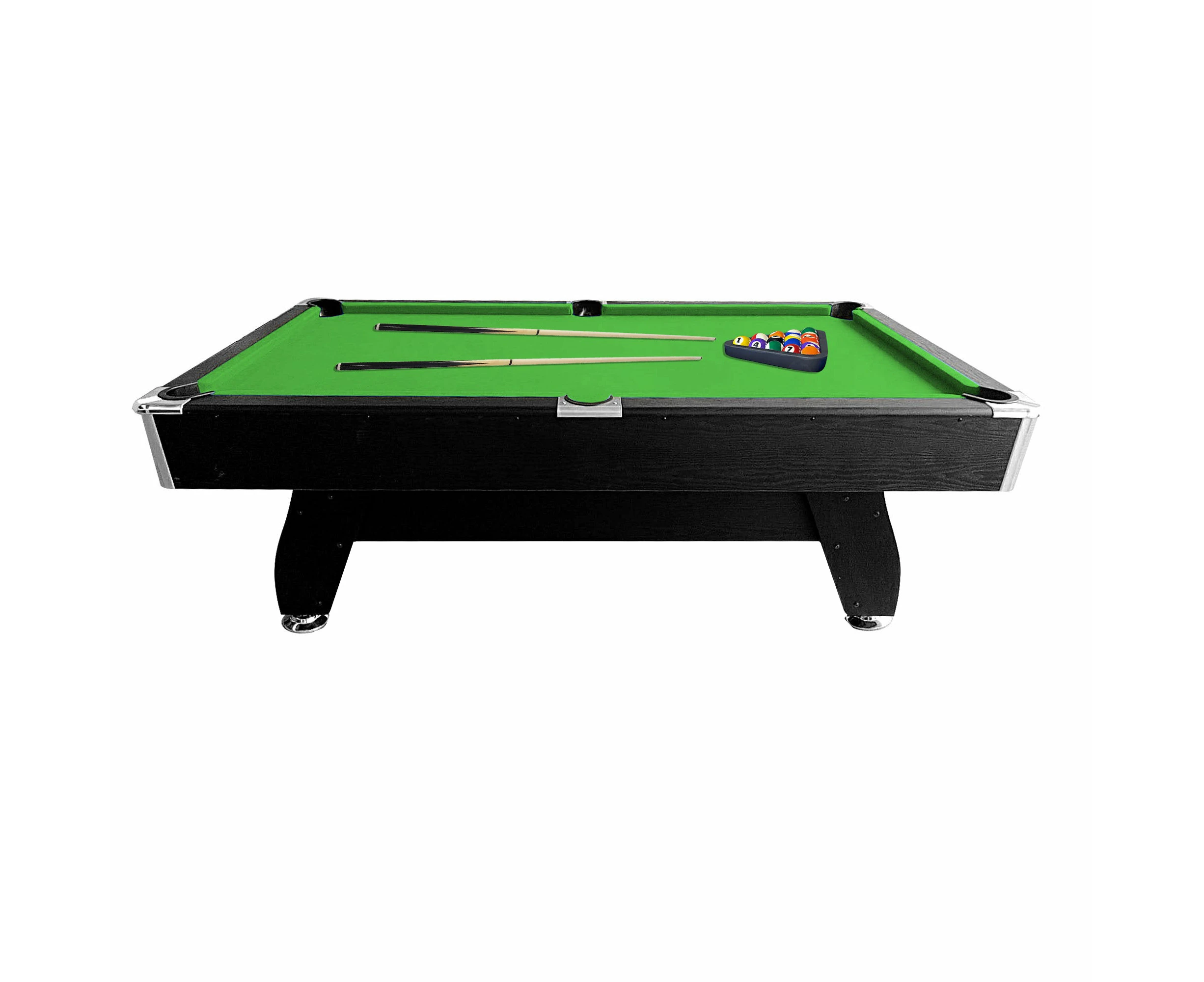 CUETIQ MDF 7FT Pool Snooker Billiard Table With Accessories - Green Felt