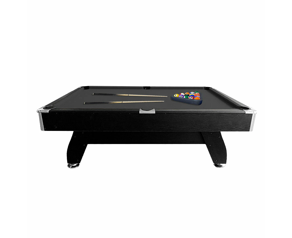 CUETIQ MDF 7FT Pool Snooker Billiard Table With Accessories - Black Felt