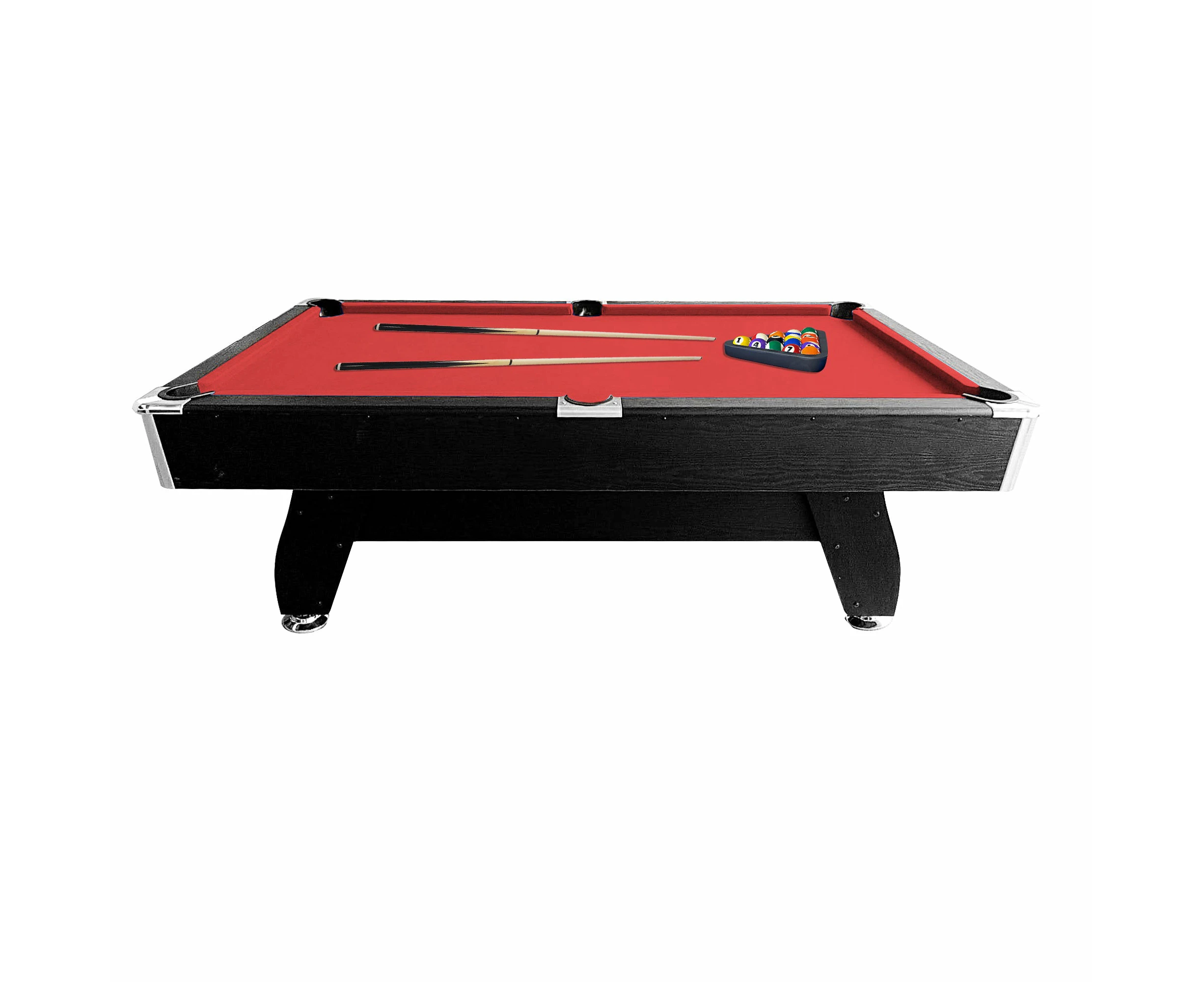 CUETIQ MDF 7FT Pool Snooker Billiard Table With Accessories - Red Felt