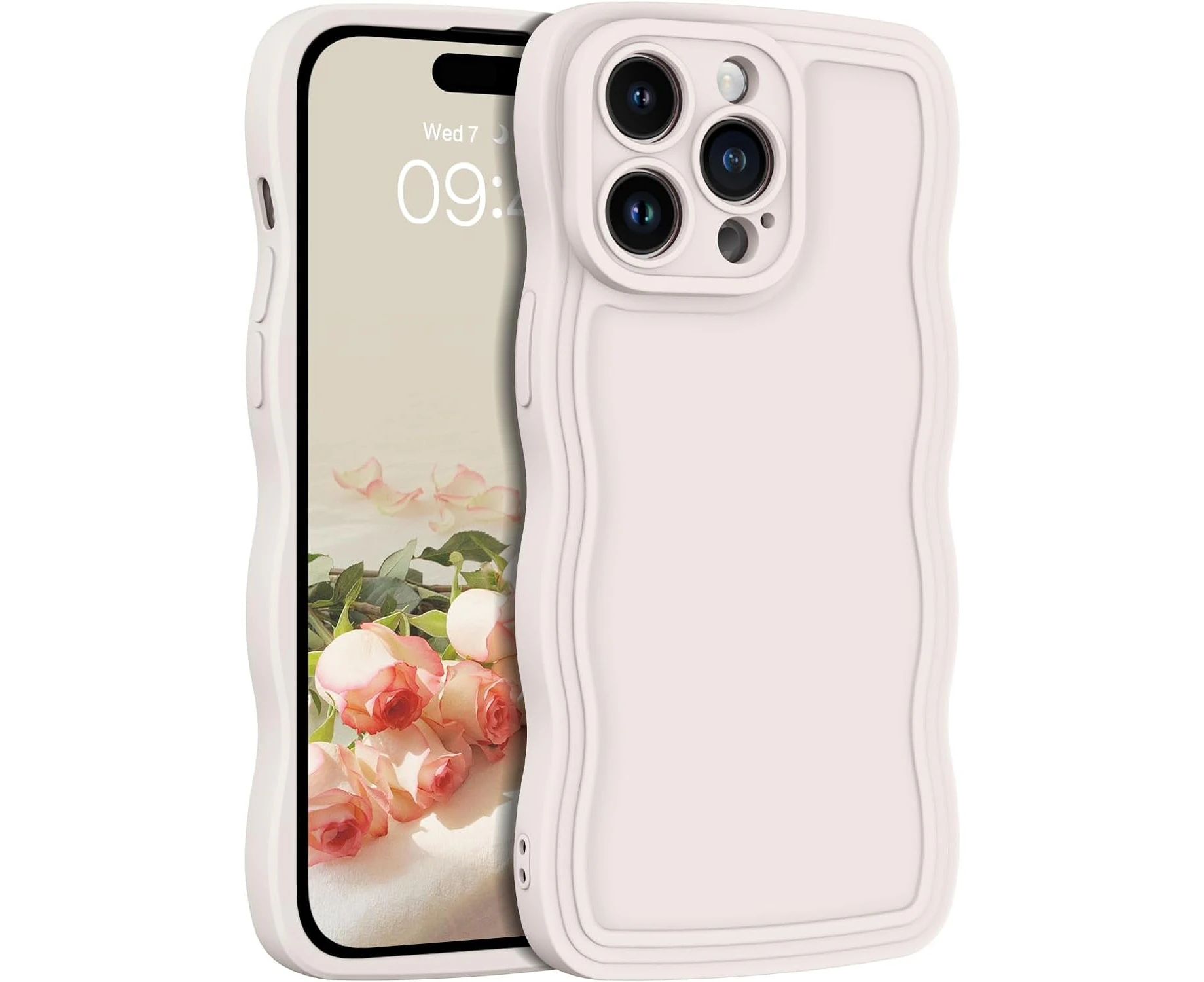 YINLAI for iPhone 15 Pro Max Case Cute Curly Wave Frame Shape Soft TPU Silicone Cover for Women Men Camera Protection Shockproof Phone Cases for iPhone 15