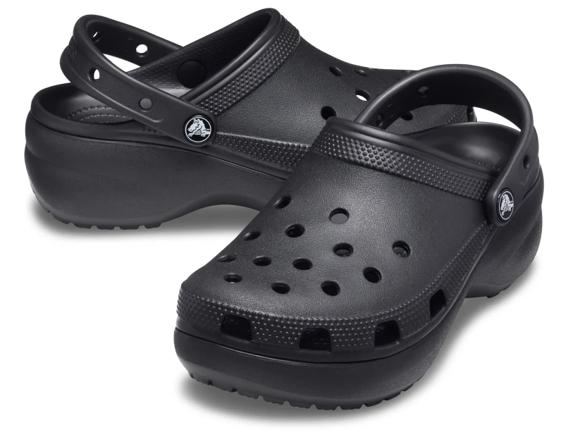 Crocs Womens Classic Platform Clog Sandals - Black