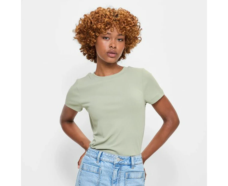 Target Petites Crew Neck Ribbed T-Shirt