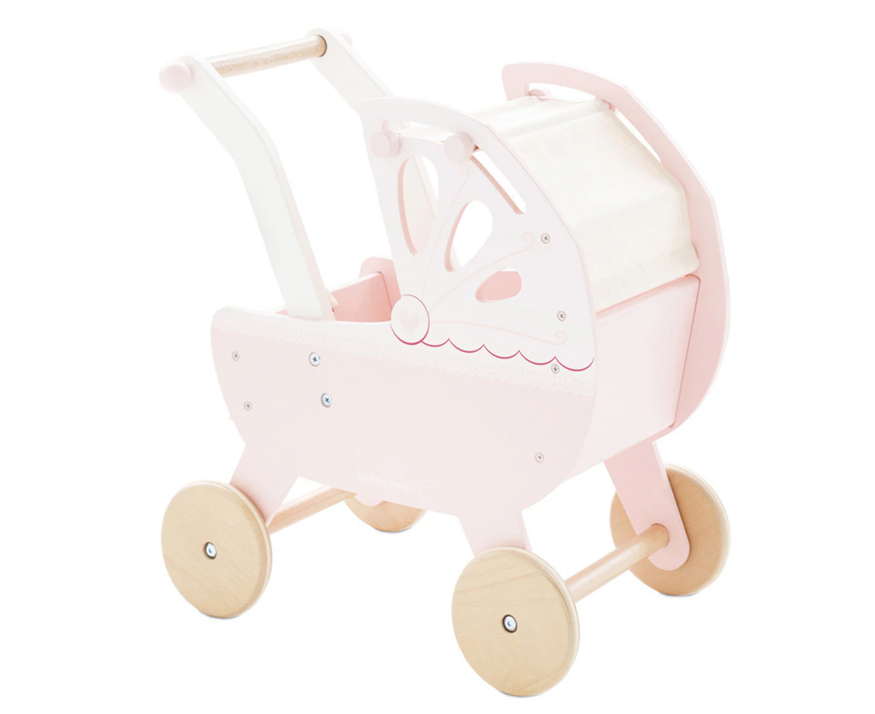 Le Toy Van Honeybake 46cm Sweet Dreams Pram Wooden Toy Pretend Play Kids 3+ Pink