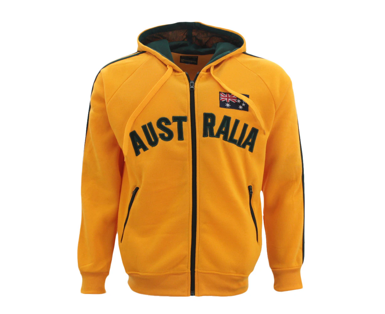 FIL Adult Zip-up Hoodie Jacket Jumper Australian Australia Day Souvenir [Colour: Gold]