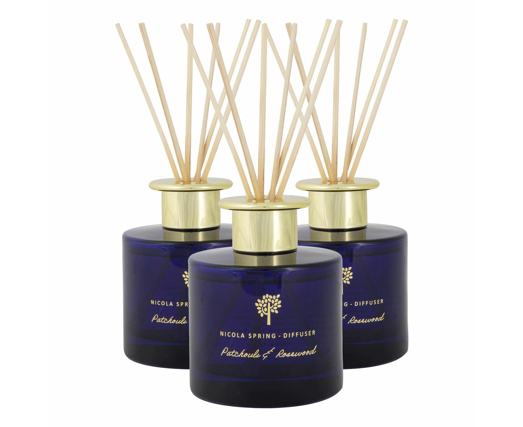 Nicola Spring Scented Reed Diffusers - 200ml - Patchouli & Rosewood - Pack of 3