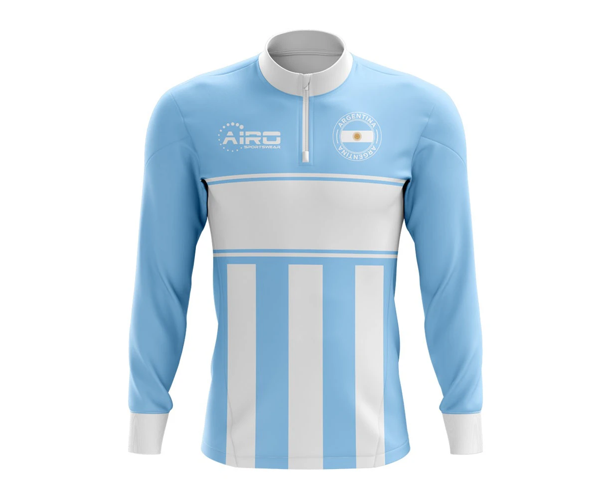 Argentina Concept Football Half Zip Midlayer Top (Sky Blue-White)