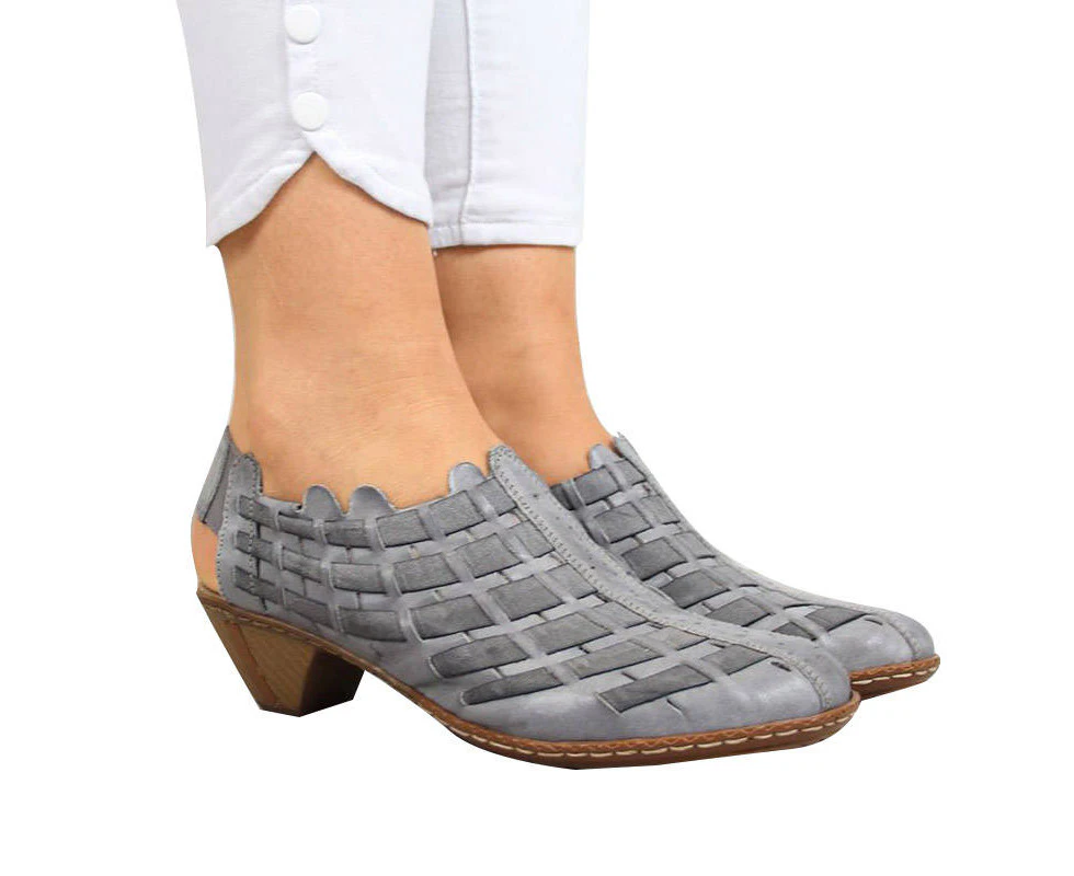 Amoretu Women PU Cross Woven Sandals Casual Breathable Shoes-Gray