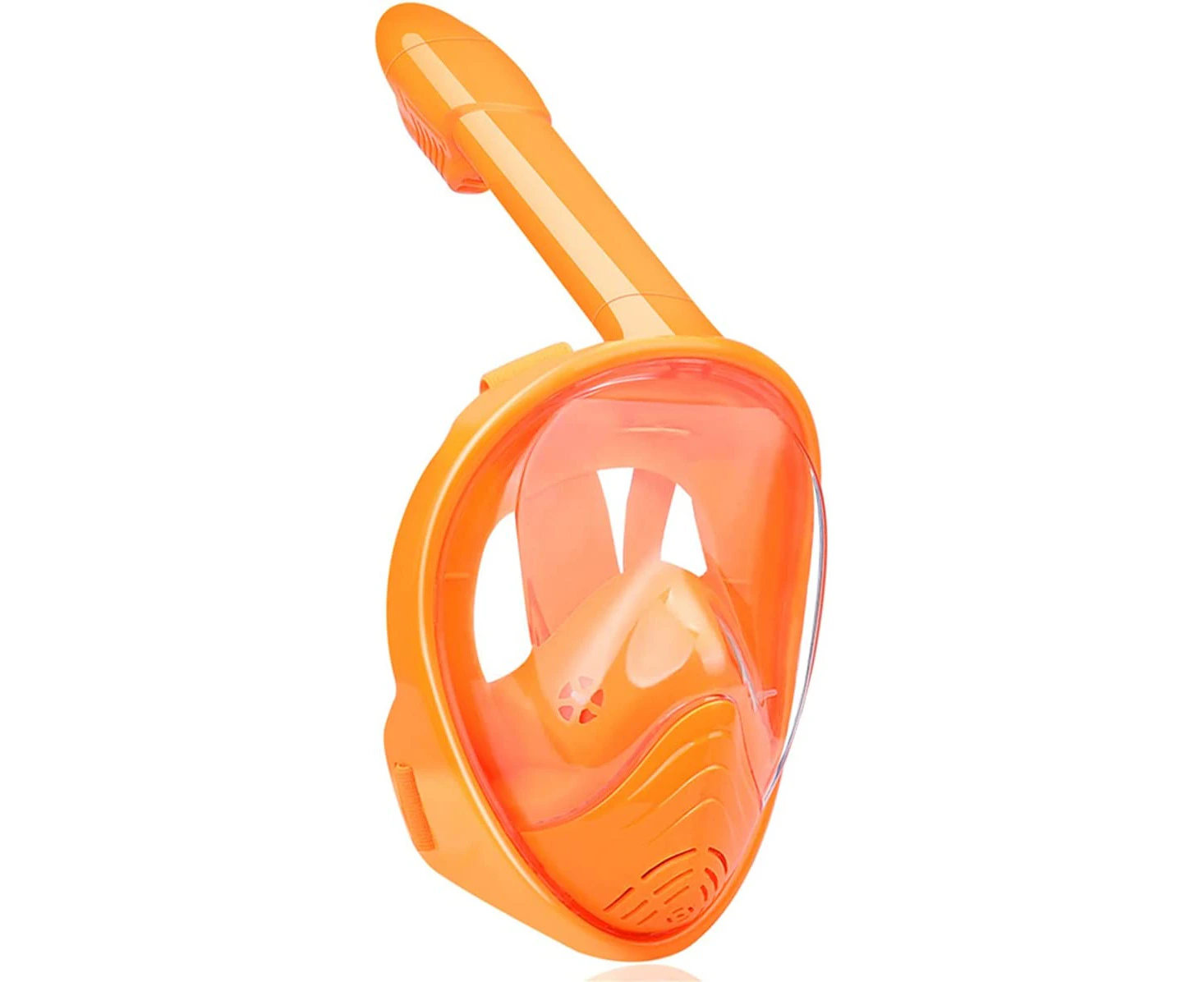 Kids Snorkel Mask Full Face, Snorkeling Gear with Camera Mount, 180 Degree Panoramic View Snorkeling Set Anti-Fog Anti-Leak -Orange