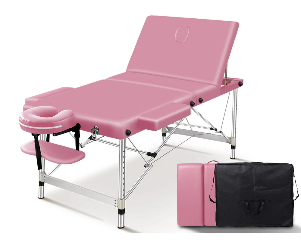 ALFORDSON Massage Table 3 Fold 75cm Portable Lift up (Pink)