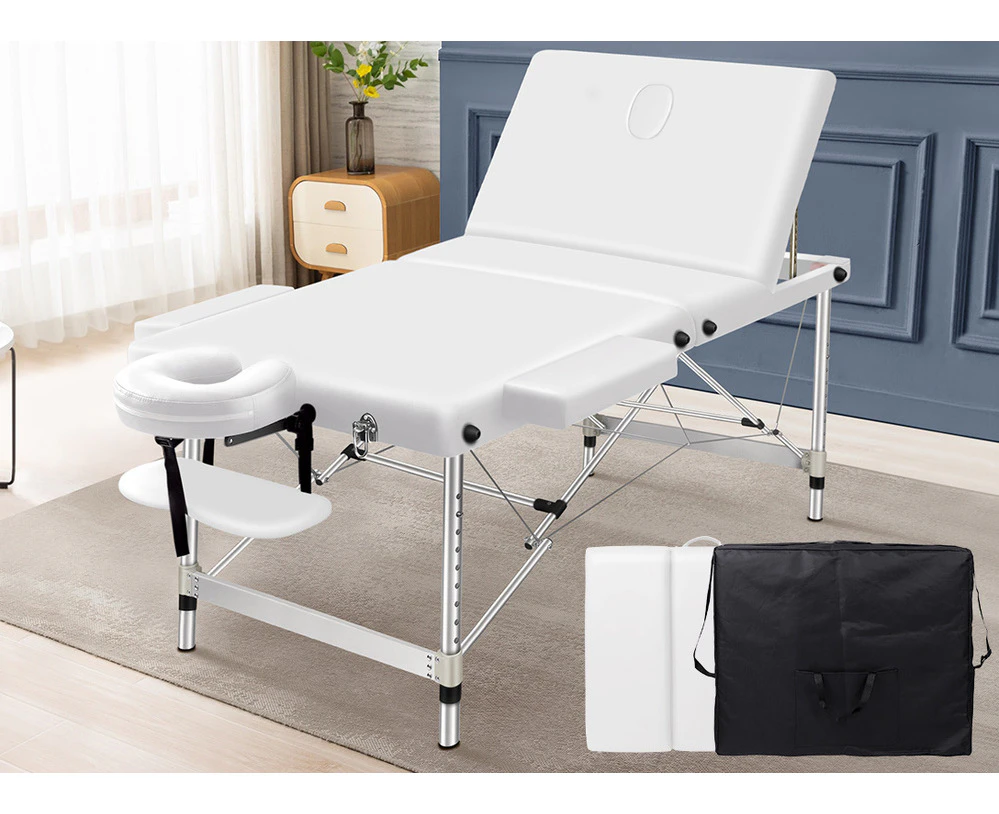 1x Alfordson Massage Table 3 Fold 65cm Foldable Portable Aluminium Lift Up Bed Desk