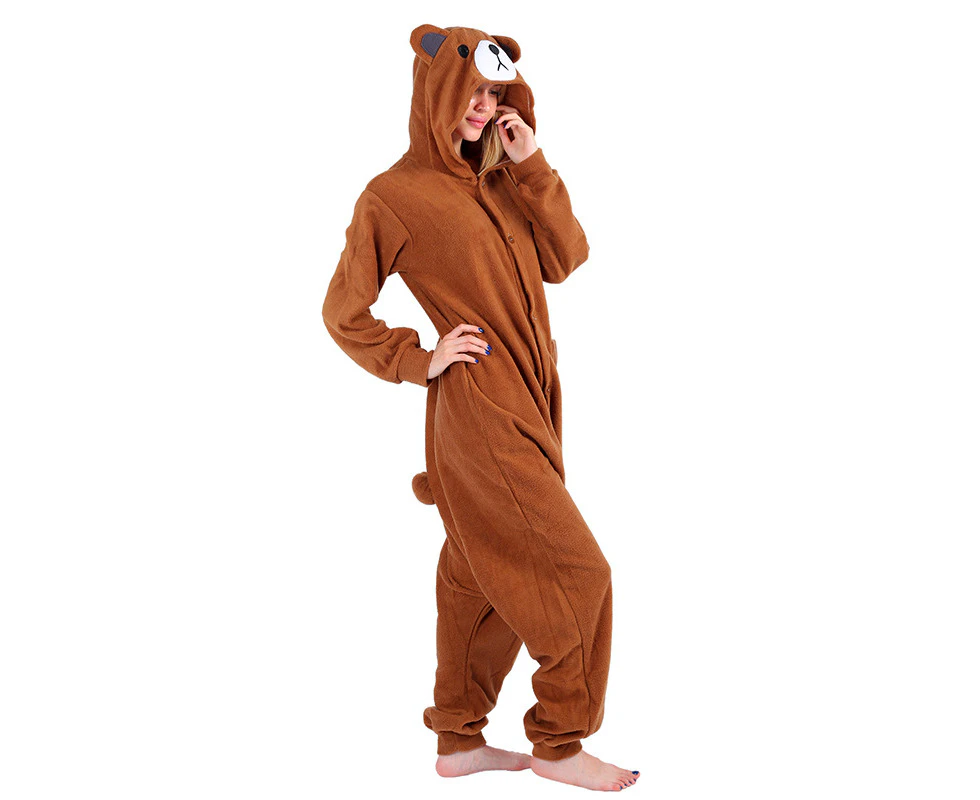 Adult Brown Line Bear Onesie Kigurumi Pajamas Animal Costume Cosplay Book Week