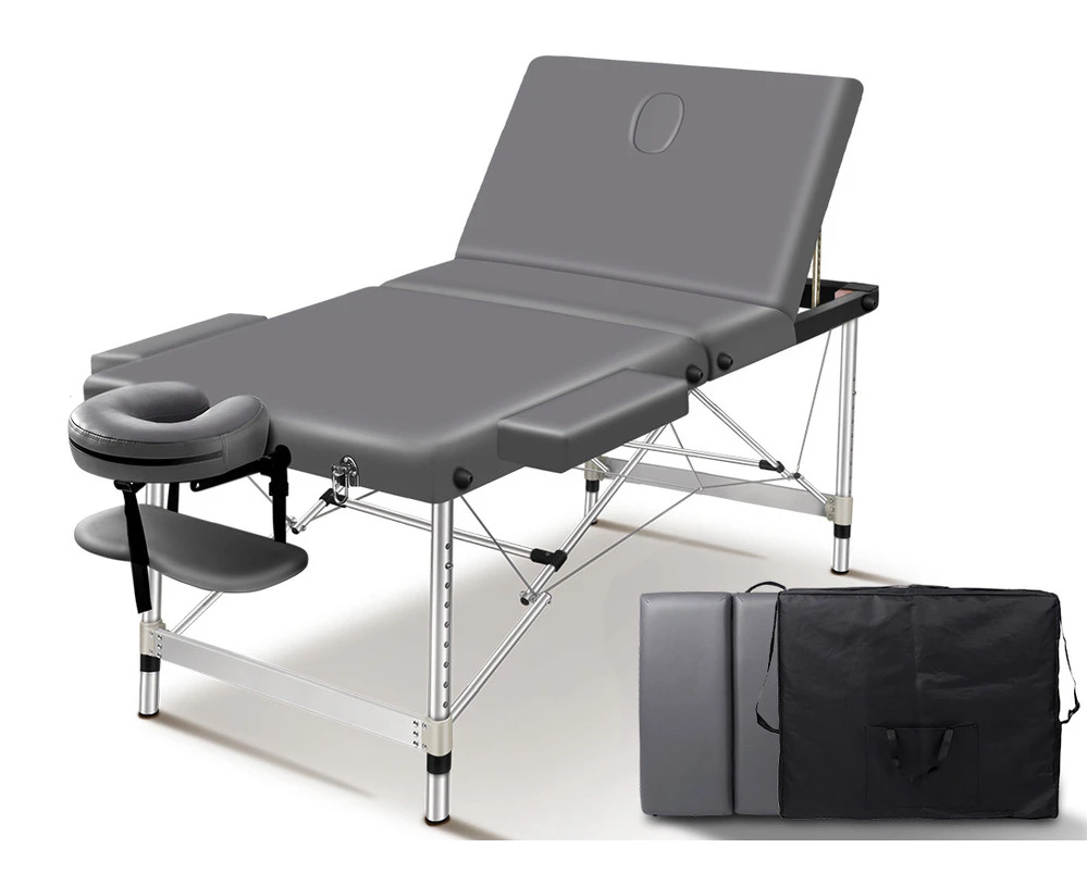 ALFORDSON Massage Table 3 Fold 75cm Portable Lift up (Grey)