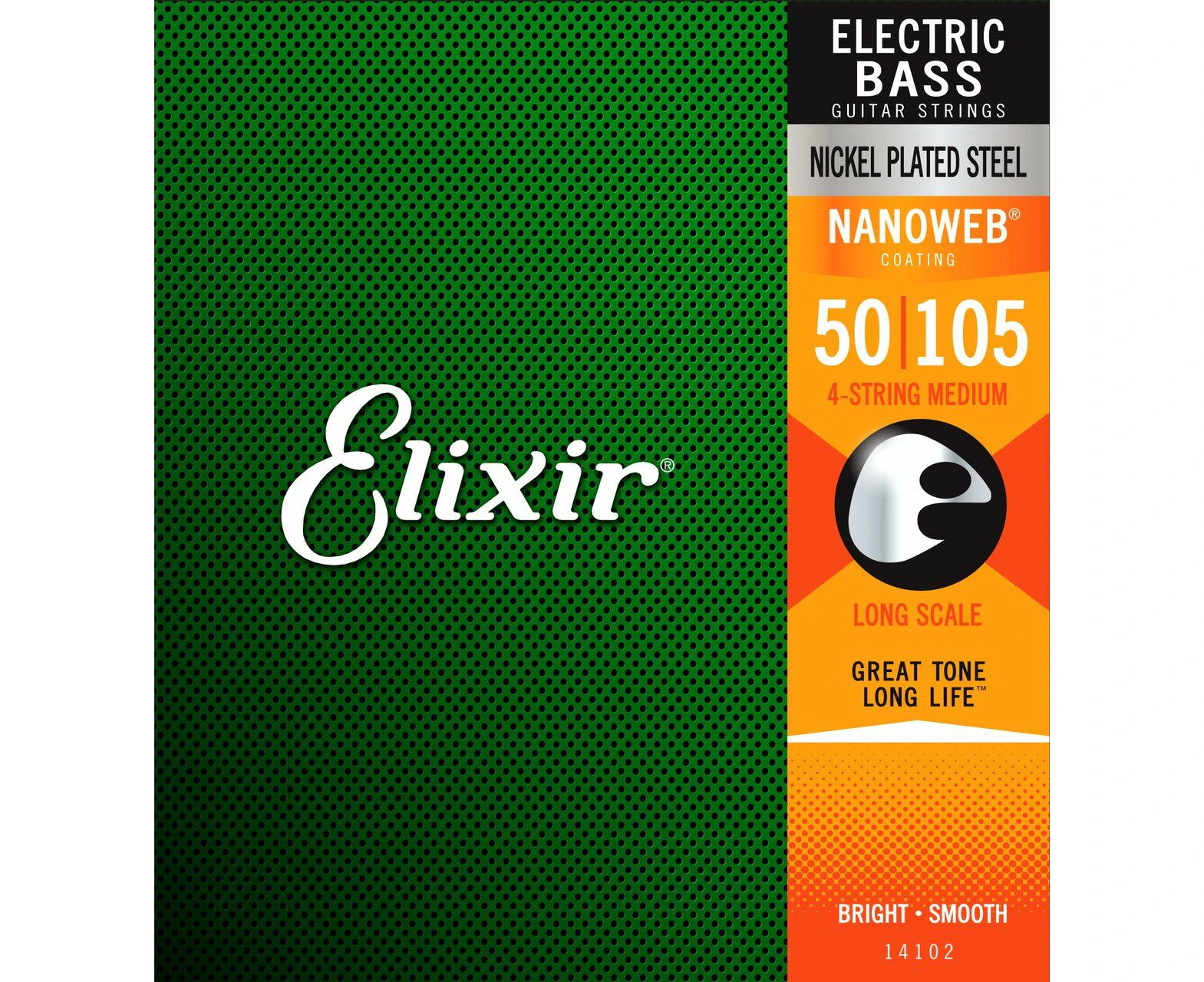 Elixir #14102 Bass 4 Strings Nanoweb Coating Nickel Plated Steel 50-105 Medium