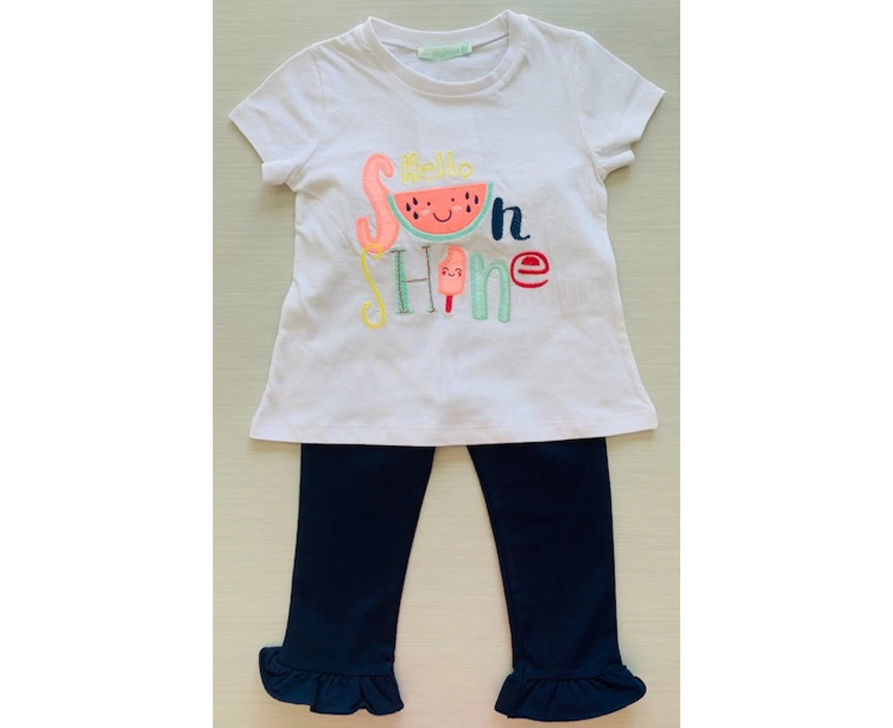 Mamino  Girl  Klara  Blue Ruffle Pant and Tee Shirt Set