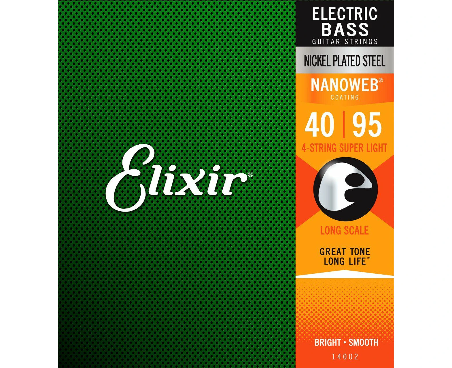 Elixir #14002 Bass Strings Nanoweb Coating Nickel Plated Steel 40-95 Super Light