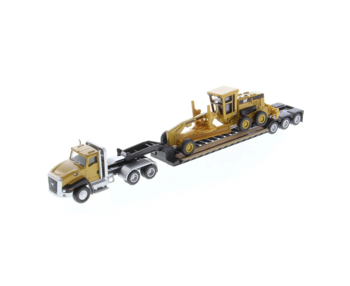 Diecast Masters 1:87 Cat CT660 Tractor & Lowboy W/Grader Model Kids Toy 8y+