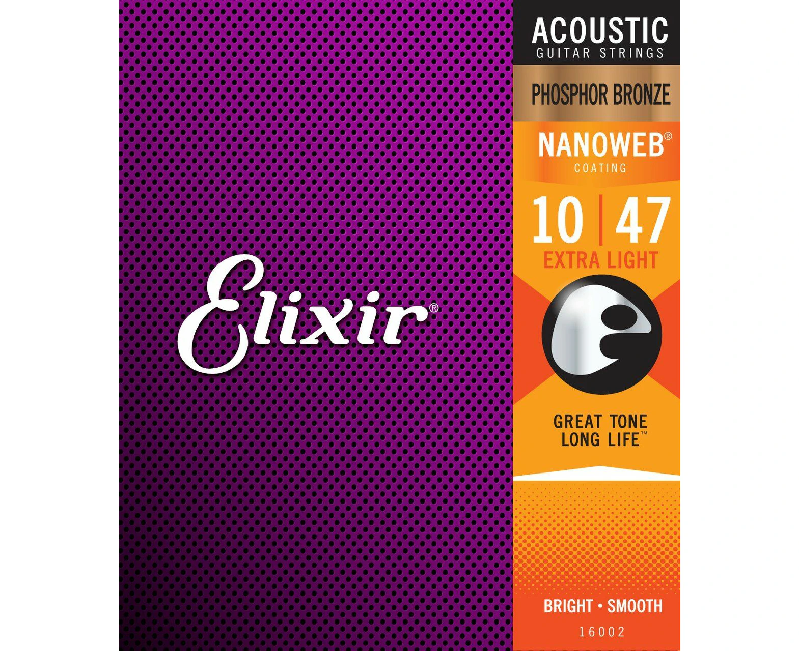 Elixir #16002 Acoustic Nanoweb Guitar String Phosphor Bronze 10-47 Extra Light