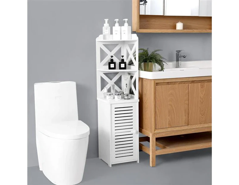 Bathroom Storage Utility Display Cabinet Stand White Waterproof 3 Shelves T2