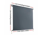 InstaHut Outdoor Blinds Blackout Roll Down Awning Window Shade 2.4X2.5M Grey