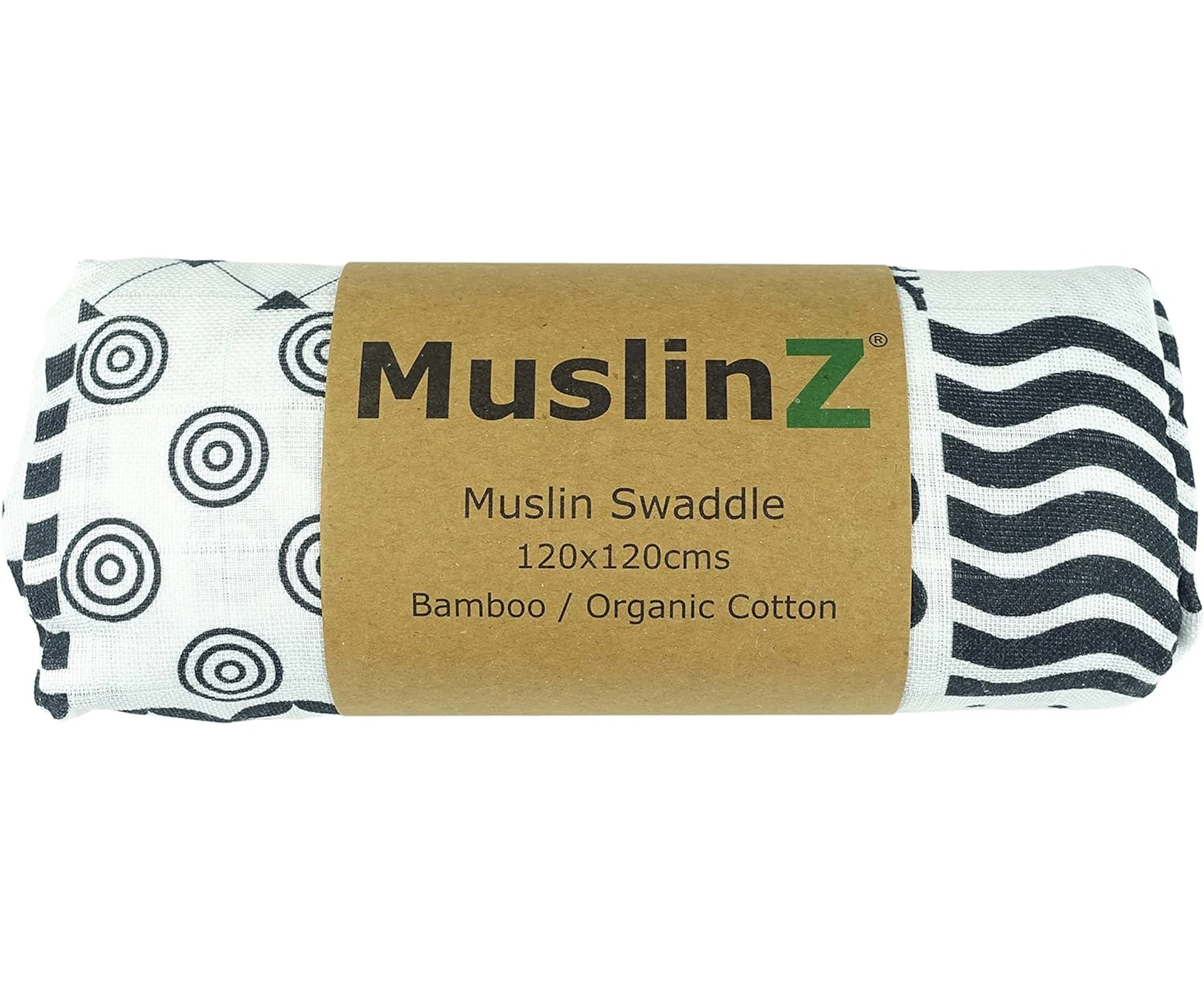 MuslinZ Newborn Sensory Muslin squares in Black and White for Visual Stimulation and Sensory Play. Baby Muslin Bamboo/Organic Cotton mix. (Sensory, 120x120