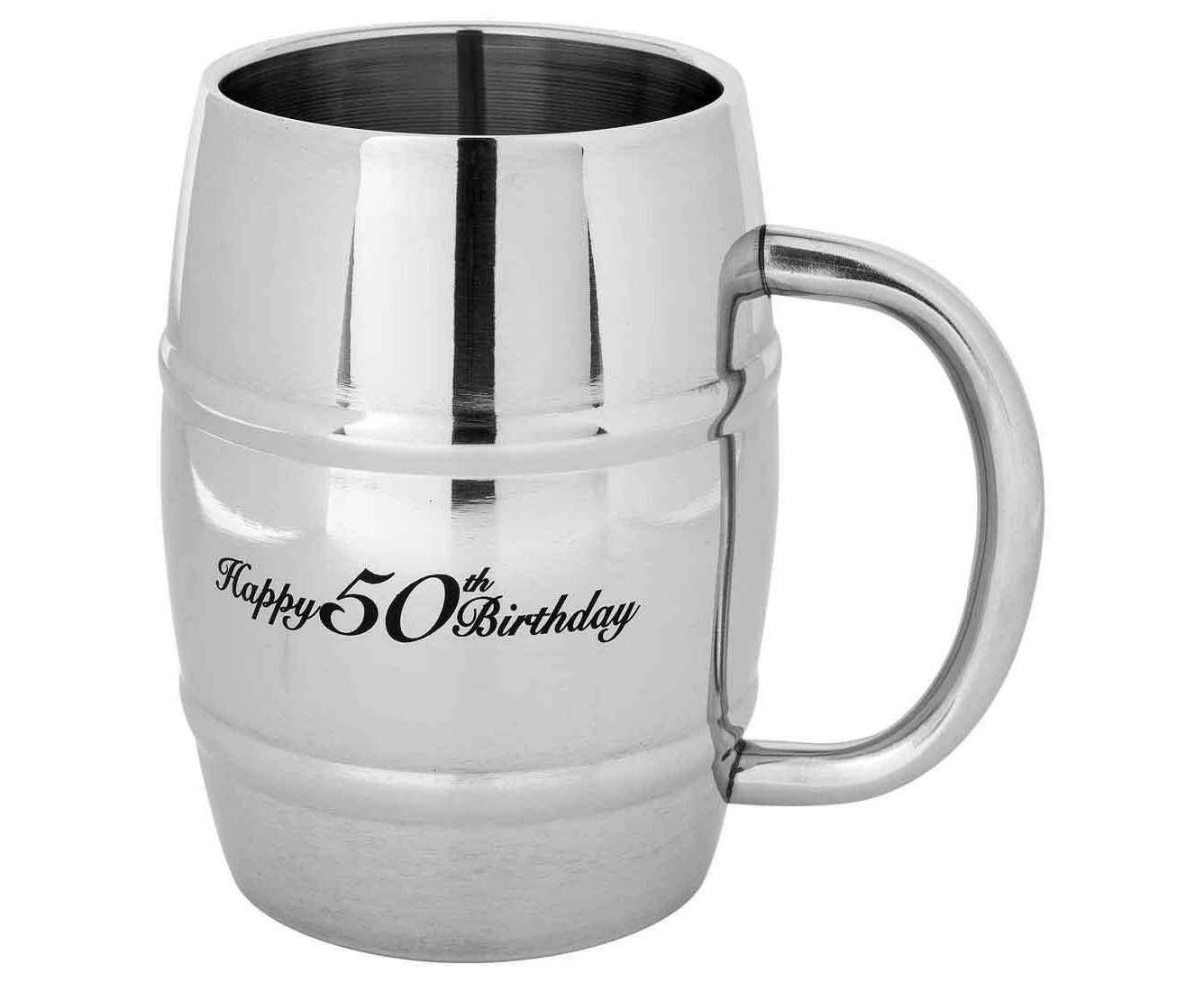 Tankard Beer/Beverage Happy 50th Birthday Stainless Steel Drinking Cup 400ml