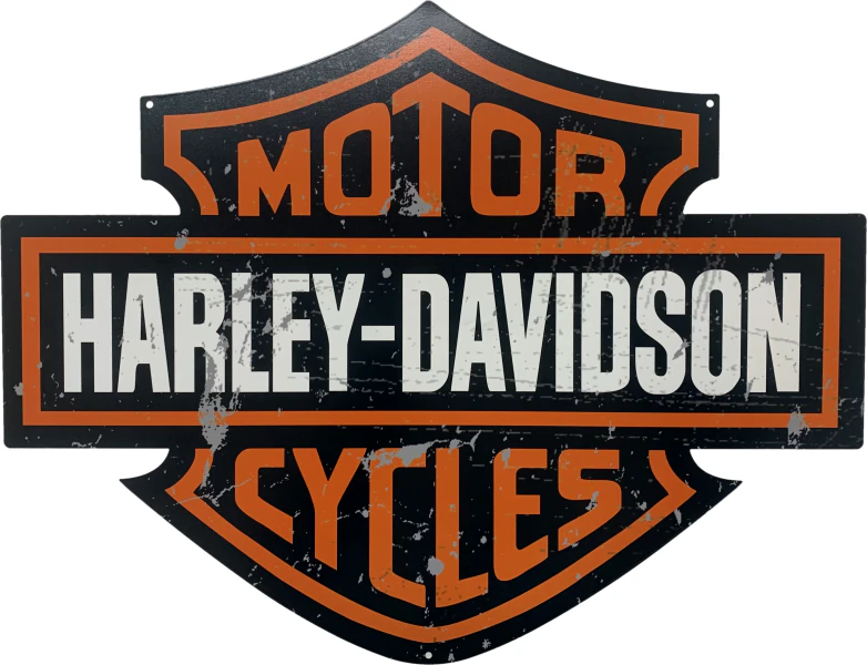 Distressed Large Harley Davidson Motor Cycles Metal Shield Wall Sign