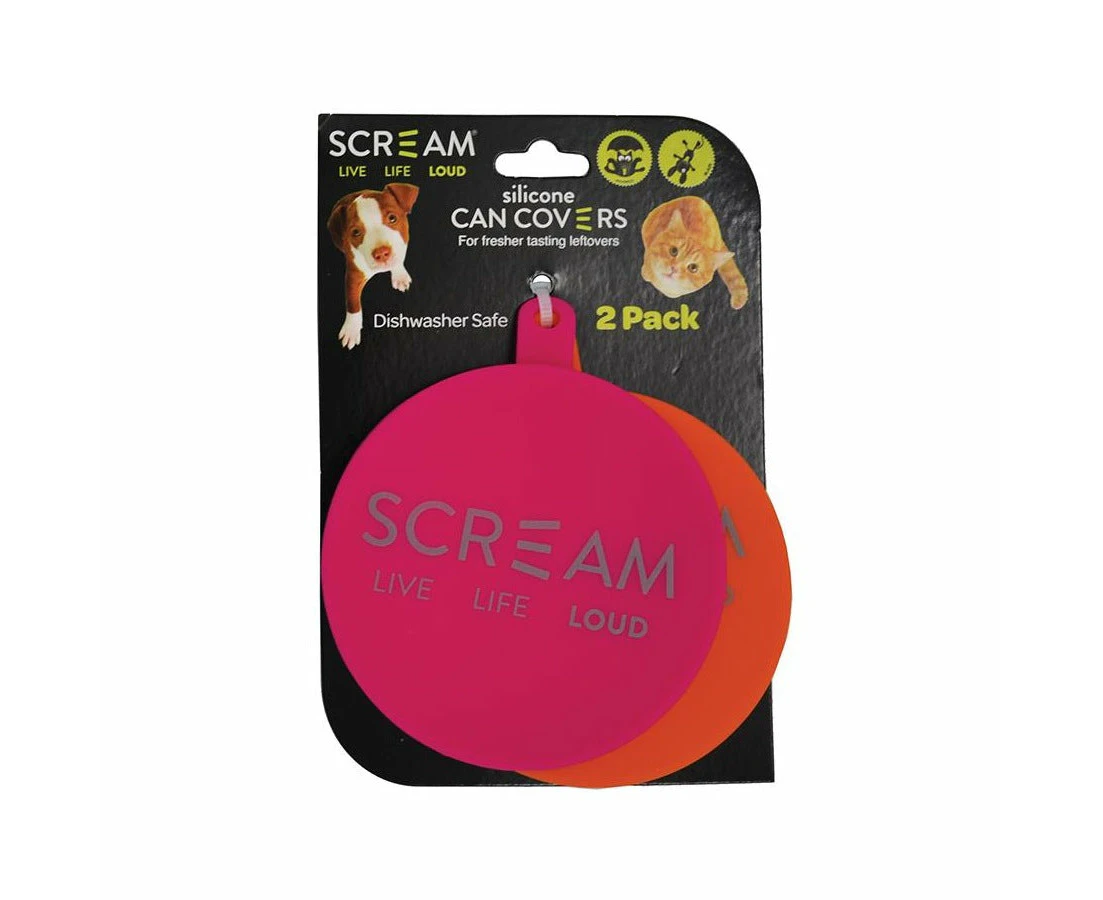 Scream Silicone Pet Food Can Cover Loud 2pk - Pink & Orange