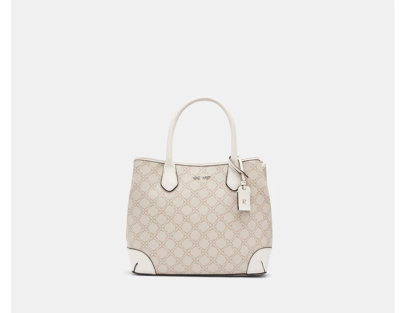 Nine West Kylene Large Satchel Bag - Mushroom Logo/Milk