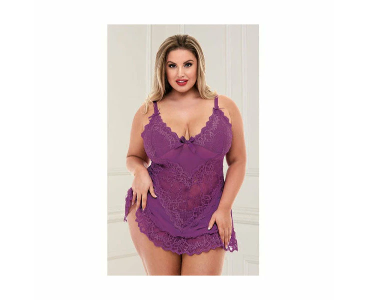 Mini Lace Chemise Purple