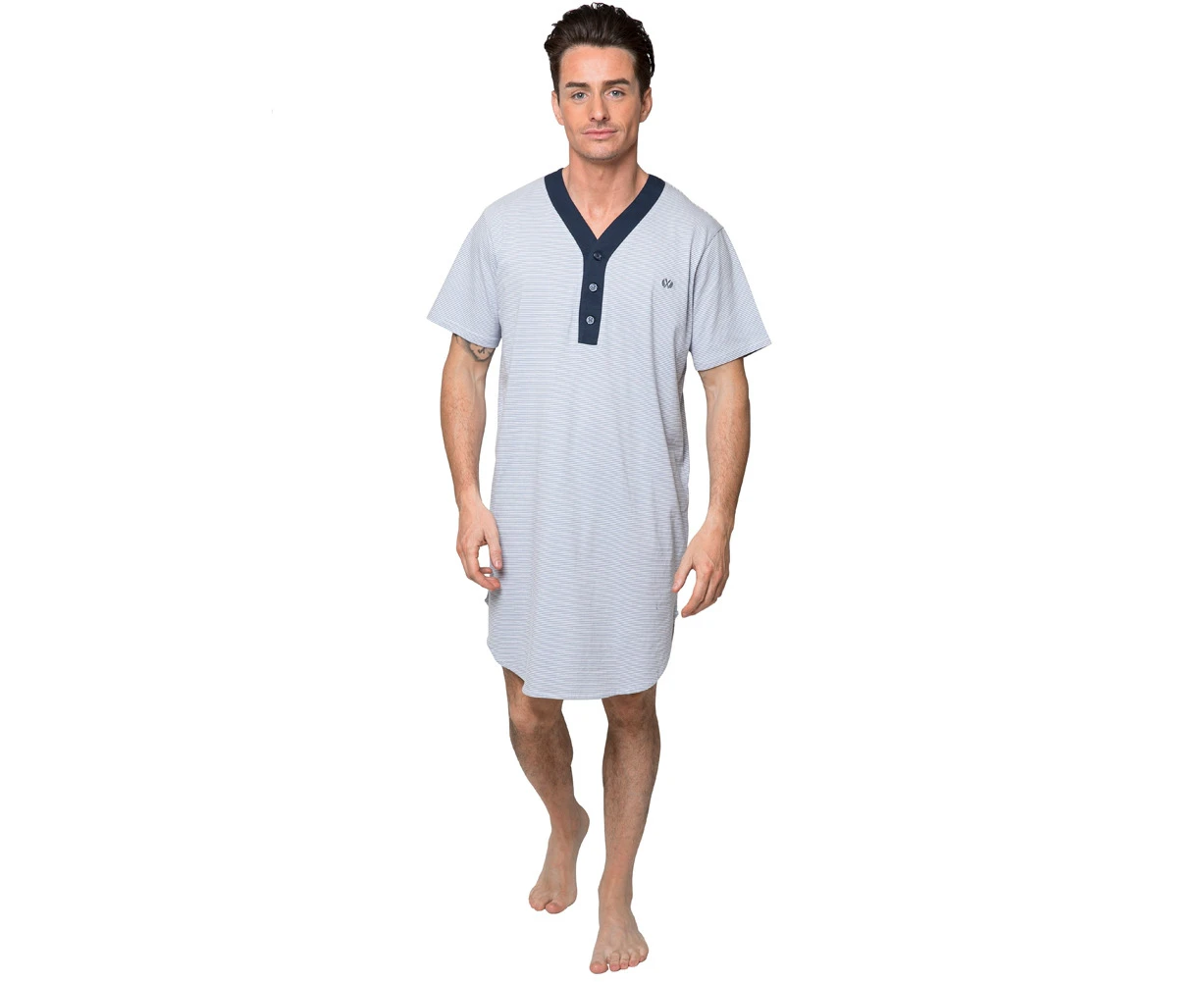 Coast Short Sleeve Stripe Nightshirt 18CCS320 Navy and Grey